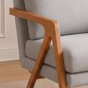 Ver imagem 4 de Kit 2 Poltronas Decorativa Mona Luxo Linho Cinza Claro e Base Madeira Maciça