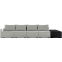 Ver imagem 3 de Sofá Ilha Modular para Sala 432cm com Puff Dublin K01 Linho Cinza e Sintético Preto - Lyam Decor