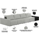 Ver imagem 4 de Sofá Ilha Modular para Sala 432cm com Puff Dublin K01 Linho Cinza e Sintético Preto - Lyam Decor