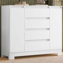 Ver imagem 6 de Guarda Roupa Casal Doble 08 Portas com Espelho e Cômoda Sapateira Atena Branco Flex - Móveis