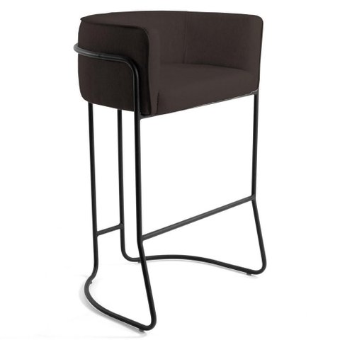 Banqueta Base Aço Preto Betina C-34 Corano Marrom - Domi