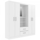Ver imagem 2 de Guarda-Roupa Casal Capelinha 4 Portas 2 Gavetas com Espelho Branco - Evidencia Móveis