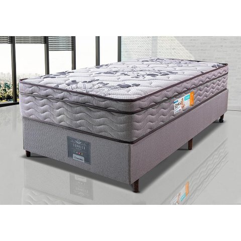 Cama Box Solteiro Colchão Ortofirm + Box 88x188x67 One Face Espuma D45 Cinza