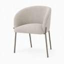 Ver imagem 1 de Poltrona Atena Base Fixa em Metal Cinza Lisa Zari Decor: Linho Nude