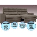 Ver imagem 5 de Sofá Pegasus 2,50m Assento Retrátil e Reclinável Velosuede - Netsofas - Marrom