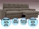 Ver imagem 5 de Sofá Pegasus 2,50m Assento Retrátil e Reclinável Velosuede - Netsofas - Marrom
