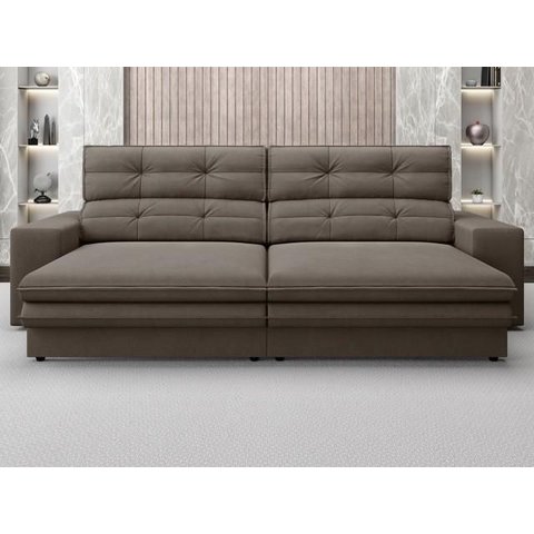 Sofá Pegasus 2,50m Assento Retrátil e Reclinável Velosuede - Netsofas - Marrom