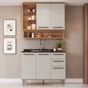 Ver imagem 2 de Armario de Cozinha Compacta 3 Peças com Nicho Decorativo 120cm Isabelle Delmarco
