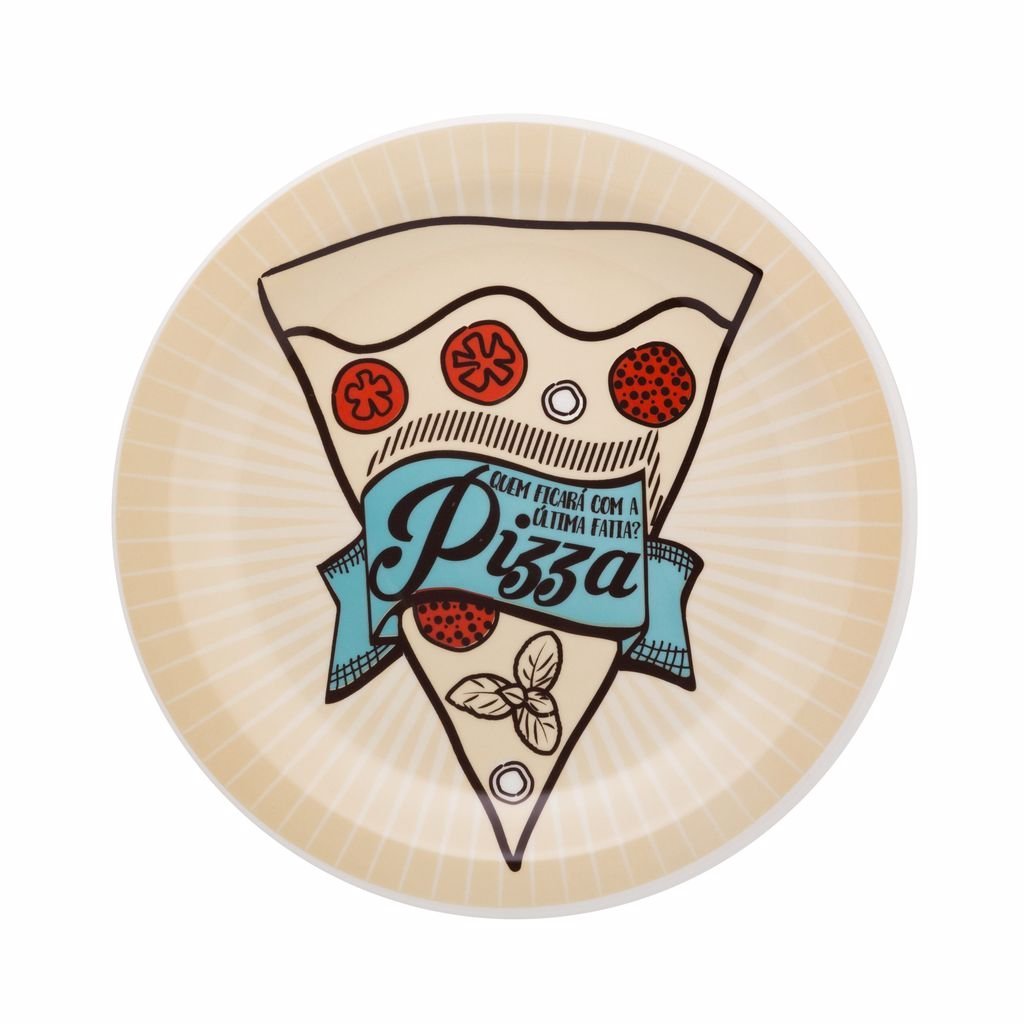 Kit 4 Pratos Rasos Pizza Yellow Amarelo Oxford® Cerâmica 26cm