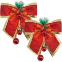 Ver imagem 1 de Enfeite Laços Natalino com Bolas Pendente Vermelho Kit 2pçs