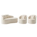 Ver imagem 2 de Kit de 01 Sofá Orgânico Curvo Feijão + 02 Poltronas Confortável Sala Estúdio Amore Bouclê Off White