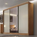 Ver imagem 6 de Guarda Roupa Casal Sonetto 3 Portas 4 Gavetas Cumaru 25 Fendi com Espelho – Novo Horizonte