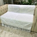 Ver imagem 3 de Manta para Sofá em Tecido Jacquard Luxo Adamascado Branco e Dourado 190x140cm