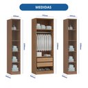 Ver imagem 3 de Guarda Roupa Modulado Porta Reflecta e LED 3 Peças 100% MDF Requinte+