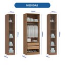 Ver imagem 3 de Guarda Roupa Modulado Porta Reflecta e LED 3 Peças 100% MDF Requinte+