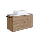 Ver imagem 2 de Gabinete de Banheiro Suspenso 80cm com 1toalheiro 2portas e 1gaveta Bh8020 Mel/branco com Cuba