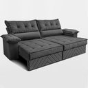 Ver imagem 4 de Sofá Retrátil e Reclinável 3,00m com Molas e Espuma D33 Thunder Velusoft Cinza Cama Inbox