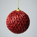 Ver imagem 1 de Bola de Natal Tranças Vermelha 10cm - Caixa com 3 Unid
