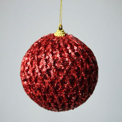 Bola de Natal Tranças Vermelha 10cm - Caixa com 3 Unid