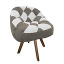 Ver imagem 2 de Poltrona Paloma Escritório Sala Giratória Madeira Suede Cappuccino e Suede Branco - Dominic Decor
