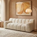 Ver imagem 3 de Sofá Living Gomo 180cm 03 Lugares Pés Madeira Bouclé Off White - Nexta Casa