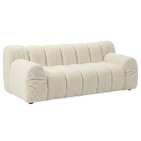 Sofá Living Gomo 180cm 03 Lugares Pés Madeira Bouclé Off White - Nexta Casa