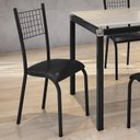 Ver imagem 2 de Kit 4 Cadeiras de Jantar Estofadas Industrial Tela Metálica Aço Bella Preto