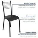 Ver imagem 6 de Kit 4 Cadeiras de Jantar Estofadas Industrial Tela Metálica Aço Bella Preto