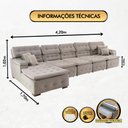 Ver imagem 2 de Sofá Orlando 4.20x1.70m com Chaise, Retrátil e Reclinável - Avelã