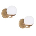 Ver imagem 1 de Kit 2 Arandelas Jabuticaba Dourada Globo de Vidro.