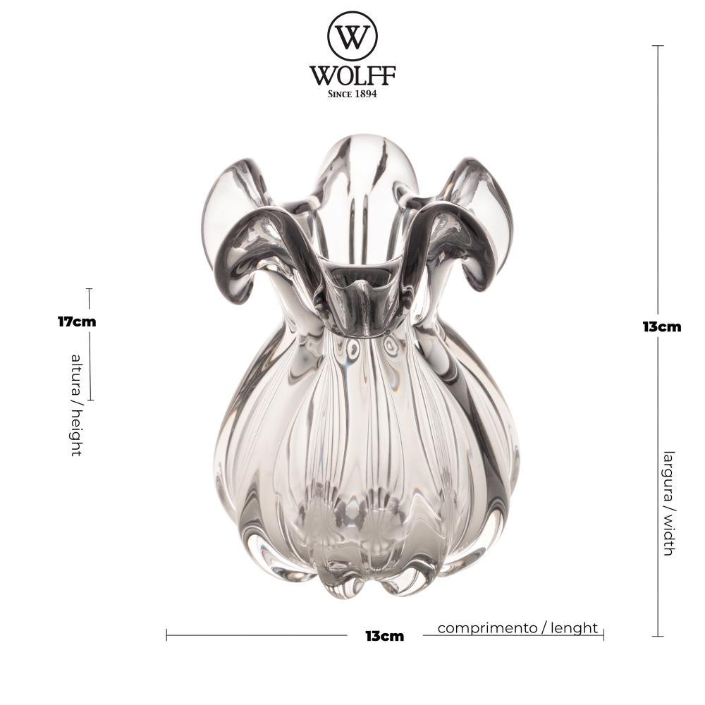 Vaso de Vidro Italy Cinza 13cm x 17cm - Wolff - 5