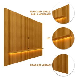 Painel Ripado para Tv até 85 Polegadas com Led Naturale Nobre Gelius - 3
