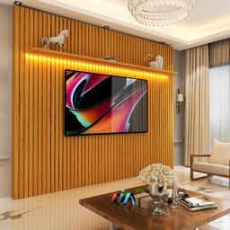 Painel Ripado para Tv até 85 Polegadas com Led Naturale Nobre Gelius - 1