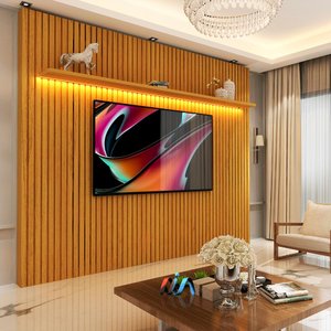 Painel Ripado para Tv até 85 Polegadas com Led Naturale Nobre Gelius