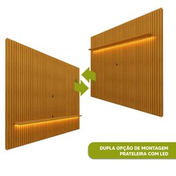 Painel Ripado para Tv até 85 Polegadas com Led Naturale Nobre Gelius - 2