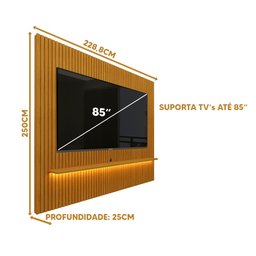 Painel Ripado para Tv até 85 Polegadas com Led Naturale Nobre Gelius - 4