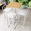 Ver imagem 1 de Conjunto Mesa Alta Bar Bistrô Quadrada Pinus 4 Banquetas Confort Estofado White Don Castro