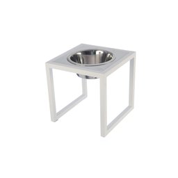 Comedouro Elevado Individual Cão Porte M Branco - 1