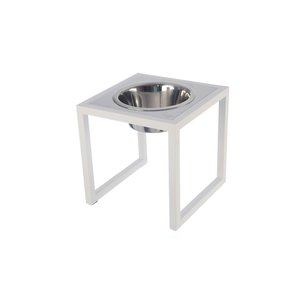 Comedouro Elevado Individual Cão Porte M Branco