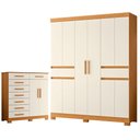 Ver imagem 1 de Guarda Roupa Casal Olimpia 10 Portas e Cômoda Verona Cinamomo Off White - Móveis Albatroz