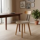 Ver imagem 4 de Kit 2 Cadeira de Jantar Pé Palito Madeira Eucalipto Estofada Encosto Resistente Custo Beneficio