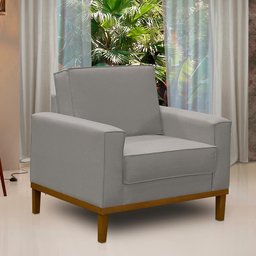 Poltrona Decorativa Living com Base Lavinia Linho Adonai Estofados - 1