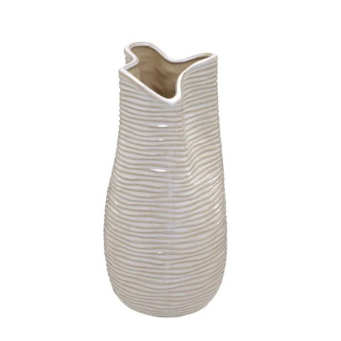 Vaso Decorativo Cerâmica 27,5cm Creme e Marrom Espressione