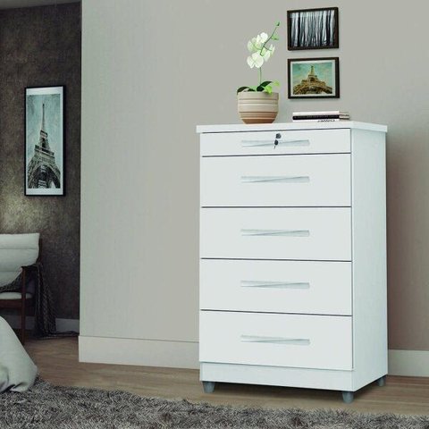 Cômoda 5 Gavetas Emas Móveis Primus Branco