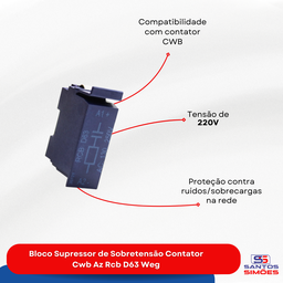 Bloco Supressor de Sobretensão Contator Cwb Az Rcb D63 Weg - 5