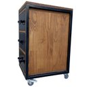 Ver imagem 6 de Mesa de Cabeceira Gaveteiro Modelo Cubo Industrial - Ferro e Madeira - com 3 Gavetas e 4 Rodízios