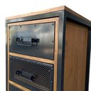 Ver imagem 3 de Mesa de Cabeceira Gaveteiro Modelo Cubo Industrial - Ferro e Madeira - com 3 Gavetas e 4 Rodízios