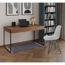 Ver imagem 1 de Escrivaninha Industrial Escritório Malta Amêndoa 137x53cm com 1 Cadeira Eames Eiffel Branca Base Fer