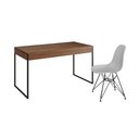 Ver imagem 2 de Escrivaninha Industrial Escritório Malta Amêndoa 137x53cm com 1 Cadeira Eames Eiffel Branca Base Fer