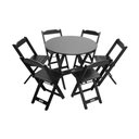 Ver imagem 1 de Mesa Dobrável de Madeira Redonda 90cm com 6 Cadeiras Preta - Tarimatã